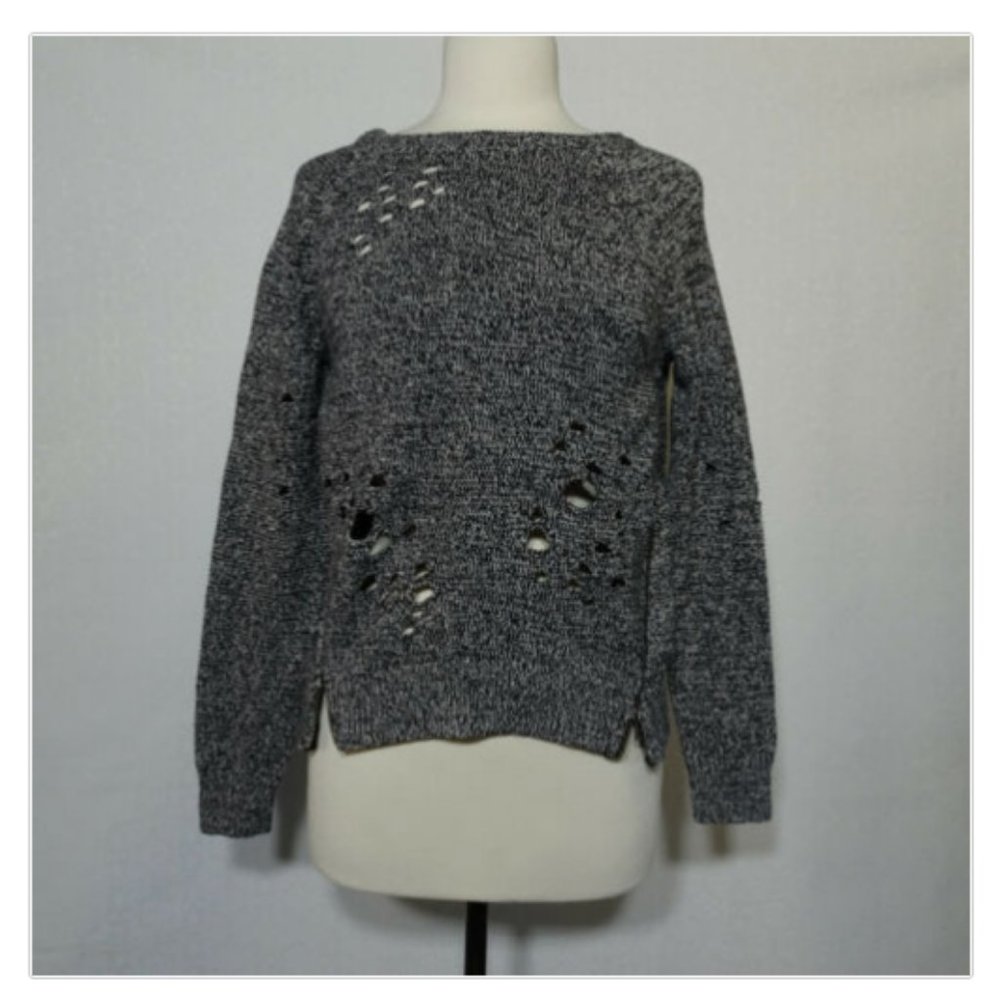 Express Size S Black White Distress Sweater Top